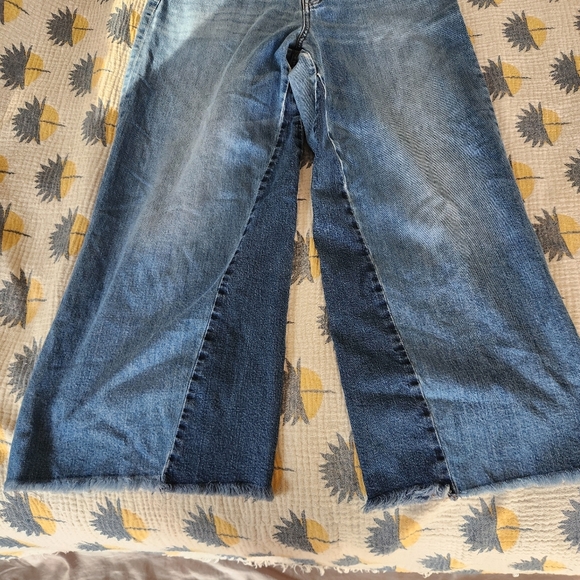 Madewell Wide Leg Crop Jean Womens Size 31 Medium Wash Denim Two Tone - Picture 4 of 9